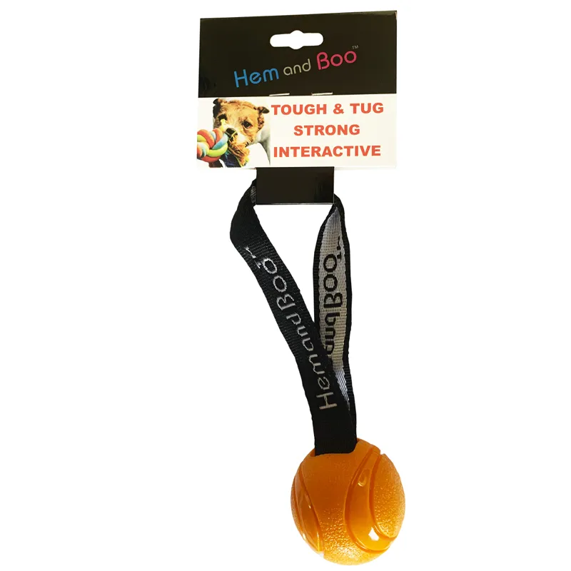 Hem and Boo X-Tough TPR Ball On Webbing Handle Throw Toy